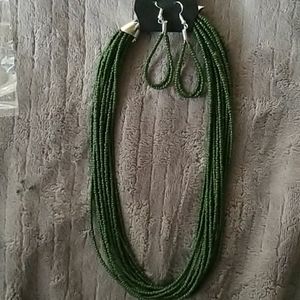 Seed bead Necklace with matching earring